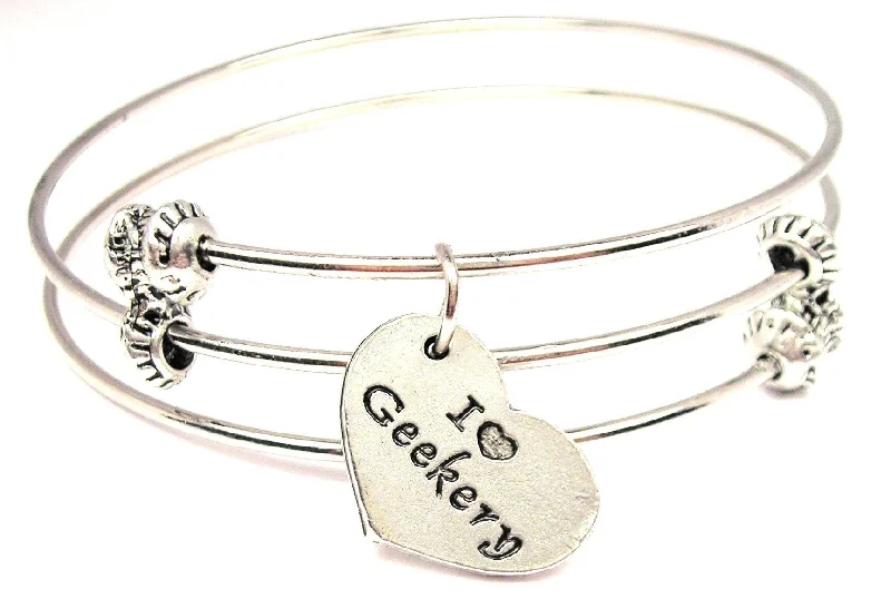 I Love Geekery Triple Style Expandable Bangle Bracelet