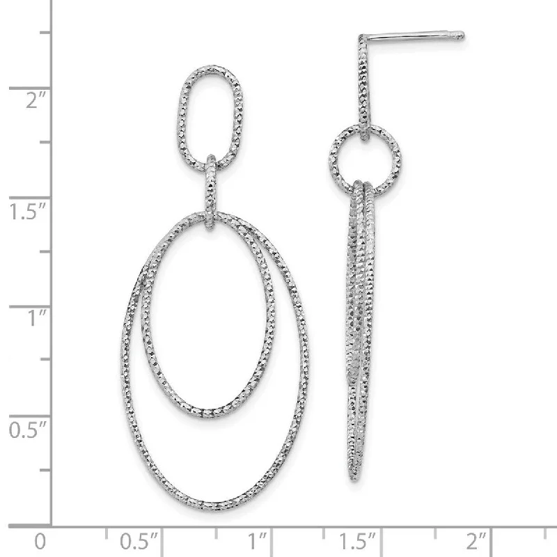 Curata 925 Sterling Silver 51x21.9mm Diamond-Cut Oval Post Dangle Earrings