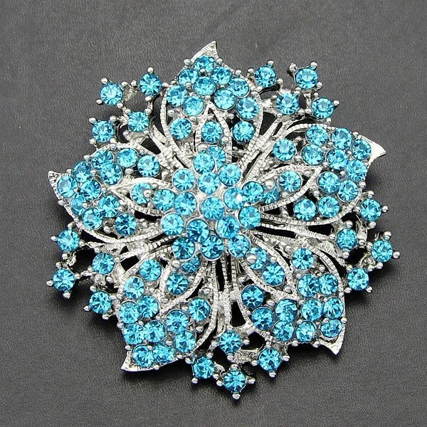 SALE! Turquoise Brooch Pin Rhinestone Crystal BR-777