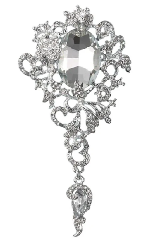 Large Rhinestone Crystal Brooch BR-078