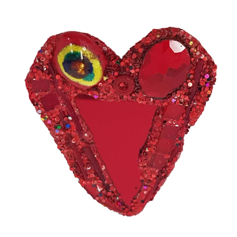 RED WITH YELLOW HEART BROOCH