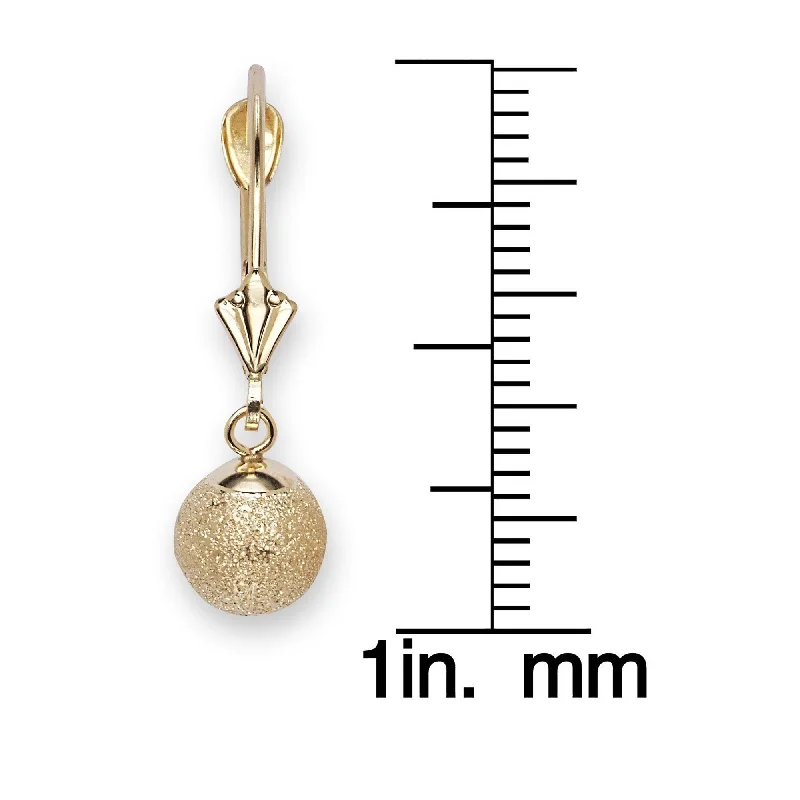 Curata 14k Yellow Gold 24x7mm Laser-cut Ball Dangle Earrings