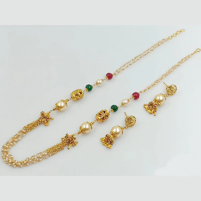 Manisha Jewellery Gold Plated Pearl And Beads Necklace Set