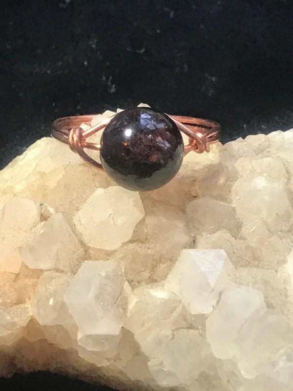 Garnet Copper Bead Ring