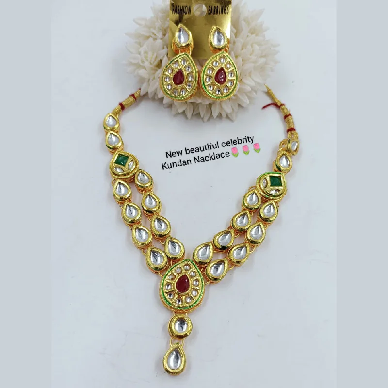 Manisha Jewellery Gold Plated Kundan Stone Necklace Set