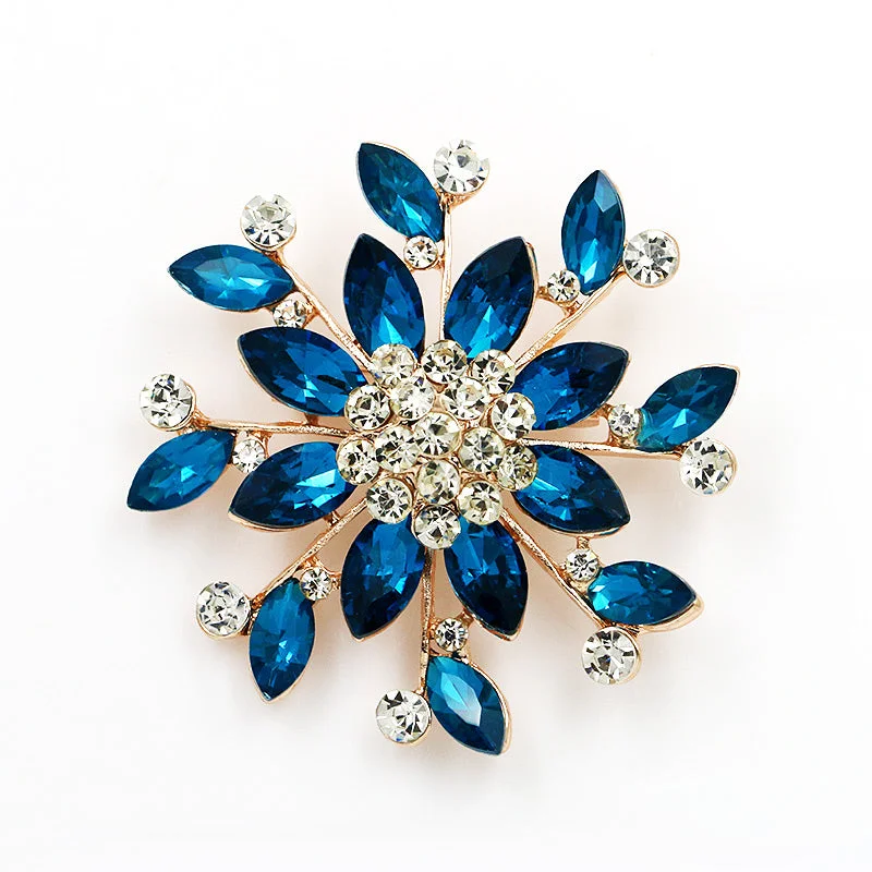 Brooch Large Blue Pendant Pin Rhinestone Crystal BR-965