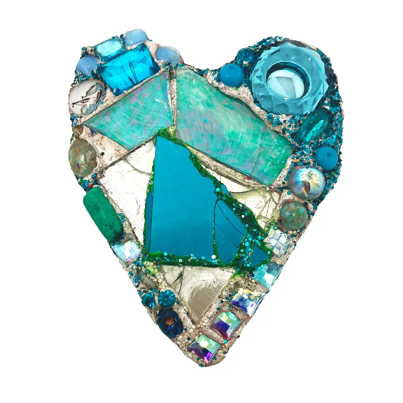 "LOVE" PAINTED BLUE HEART BROOCH, 2012