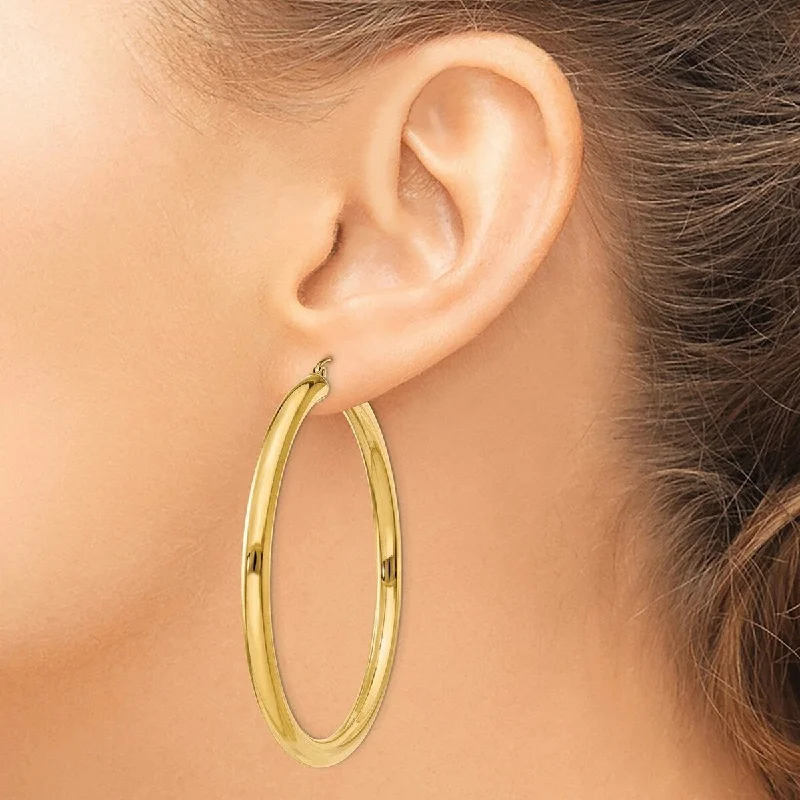 Curata 10k Yellow Gold 55x4mm Polished Large Round Hoop Earrings