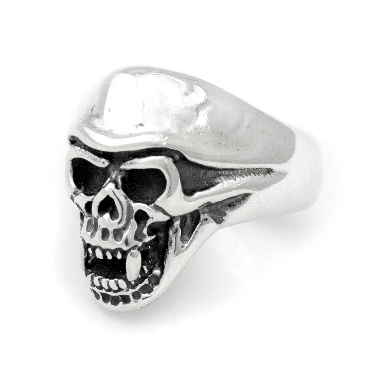 Helmet Skull with Fangs Ring