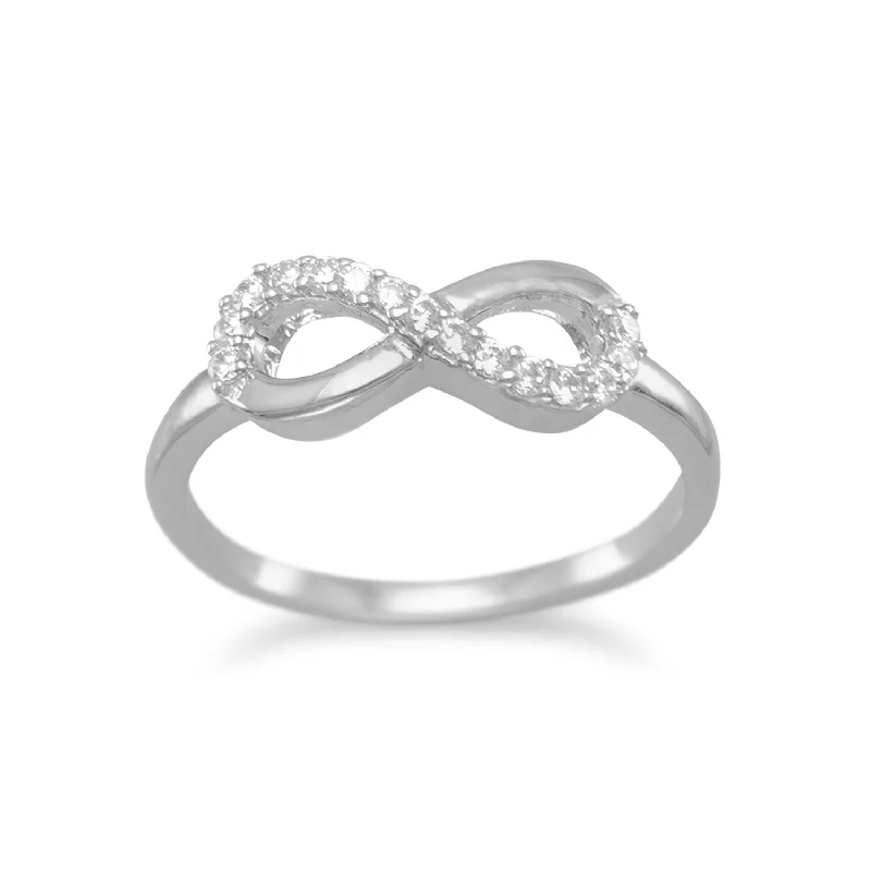 Rhodium Plated CZ Infinity Ring