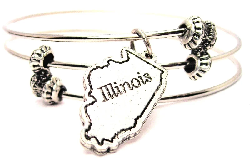 Illinois Triple Style Expandable Bangle Bracelet