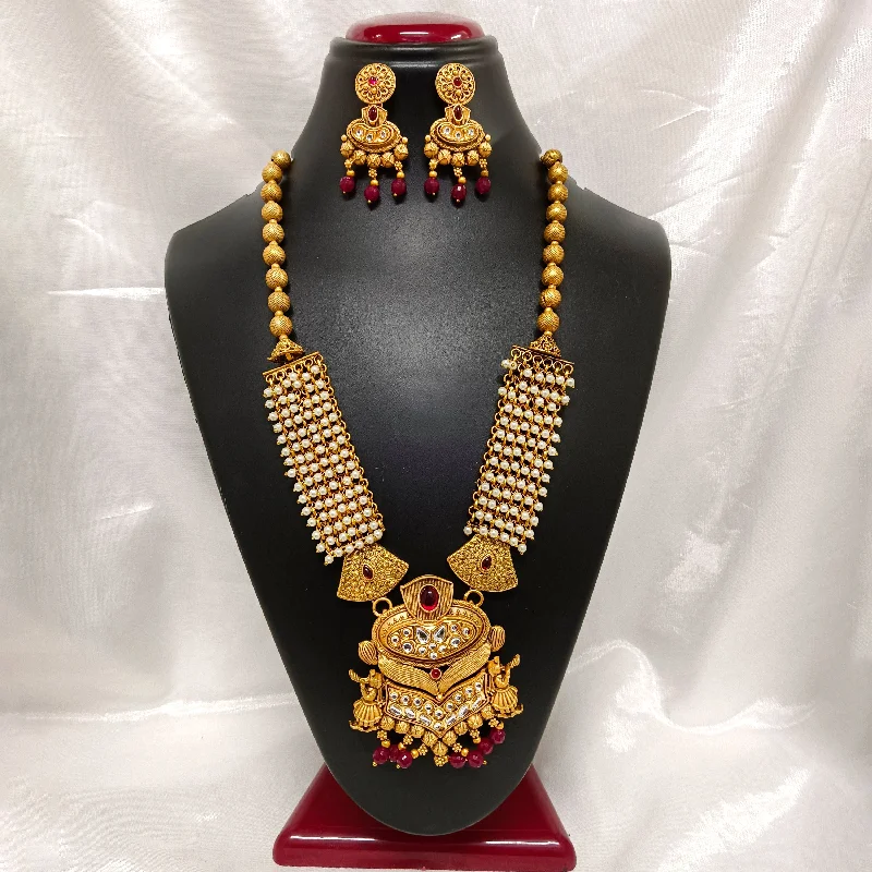 Bhavi Jewels Kundan Stone Gold Plated Necklace Set