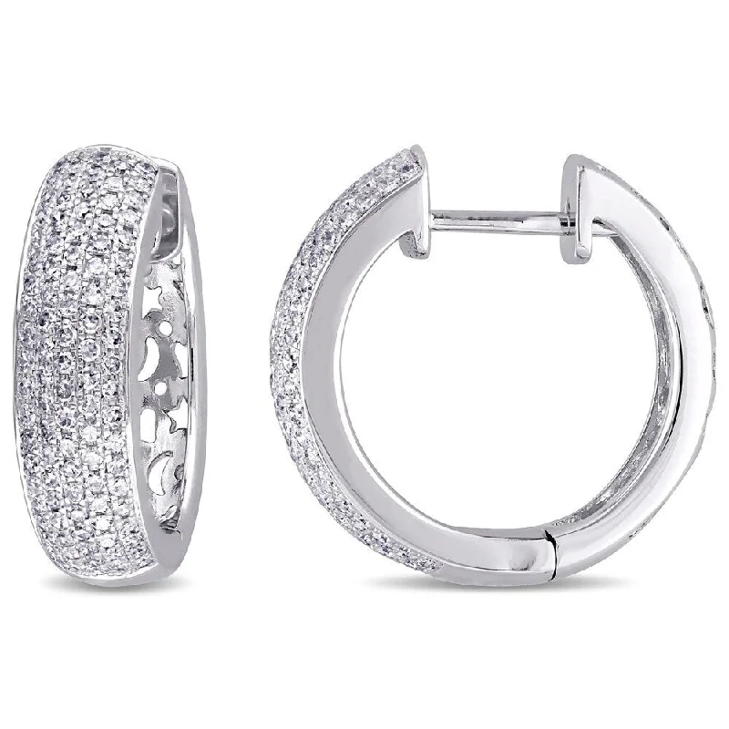 Miadora Signature Collection 14k White Gold 1ct TDW Diamond Hoop Earrings (G-H, SI1-SI2)