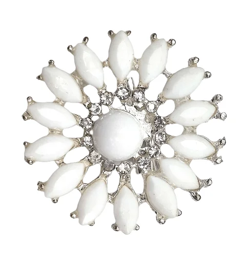 Crystal-Adorned Flower Brooch