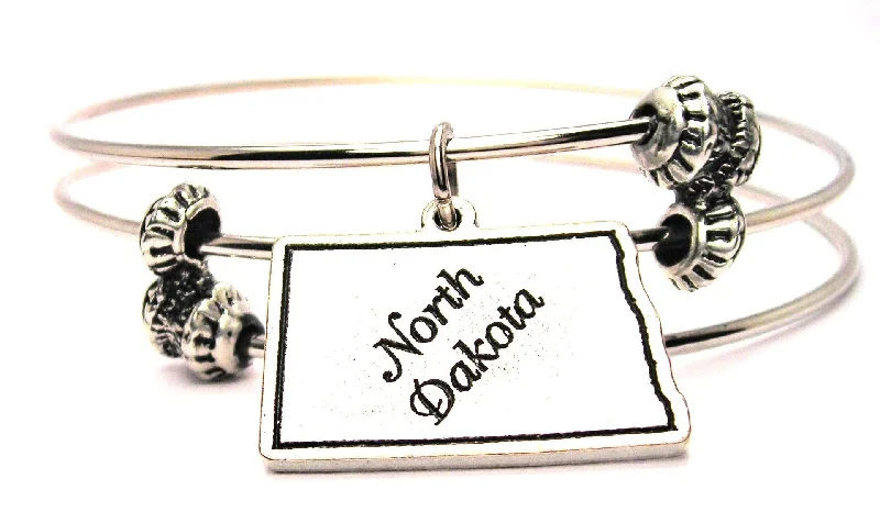 North Dakota Triple Style Expandable Bangle Bracelet