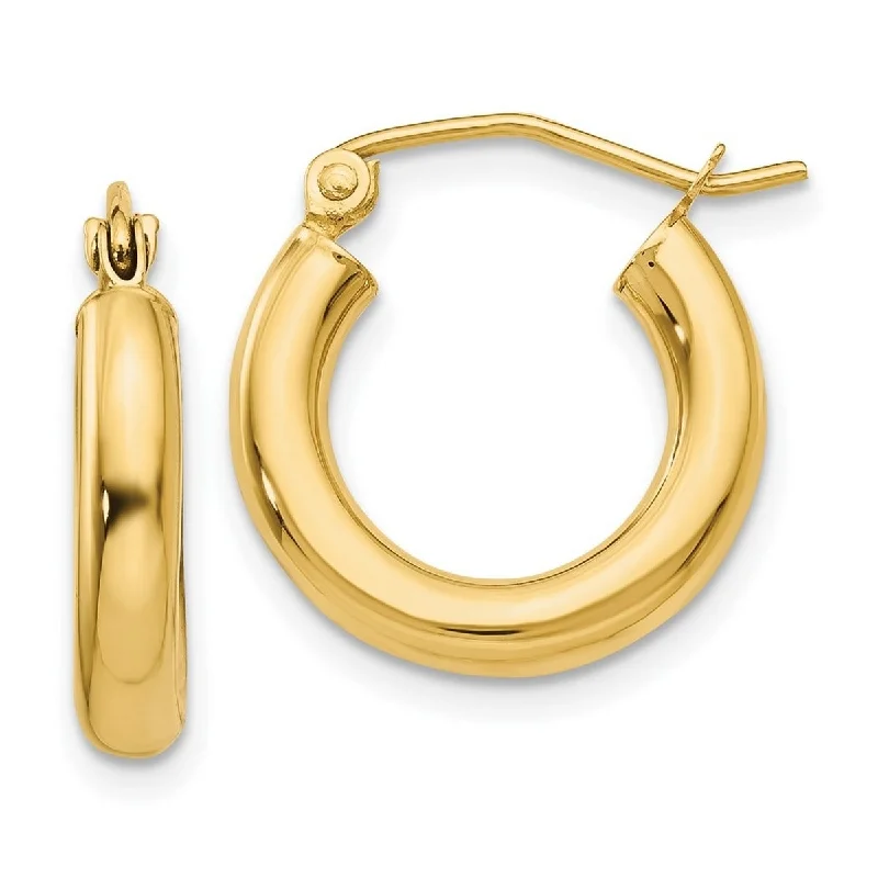 Curata 10k Yellow Gold 16x3mm Polished Classic Tube Hoop Earrings