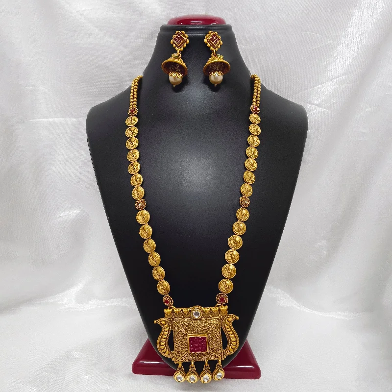 Bhavi Jewels Kundan Stone Gold Plated Necklace Set